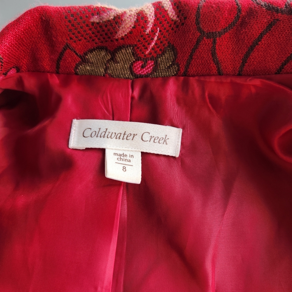 Coldwater Creek Red and Blue Floral Blazer - Picture 4 of 5